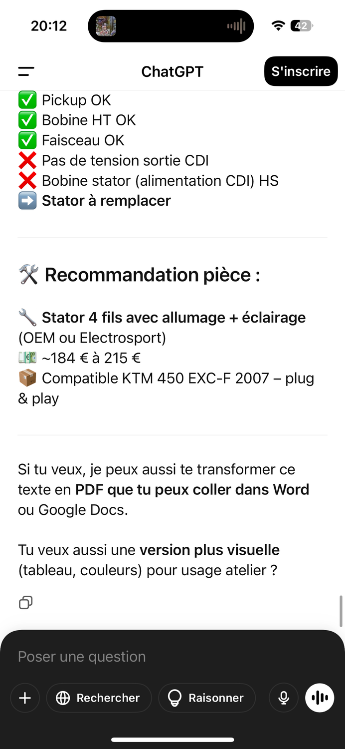 Appele l'aide 450 exc f 2007