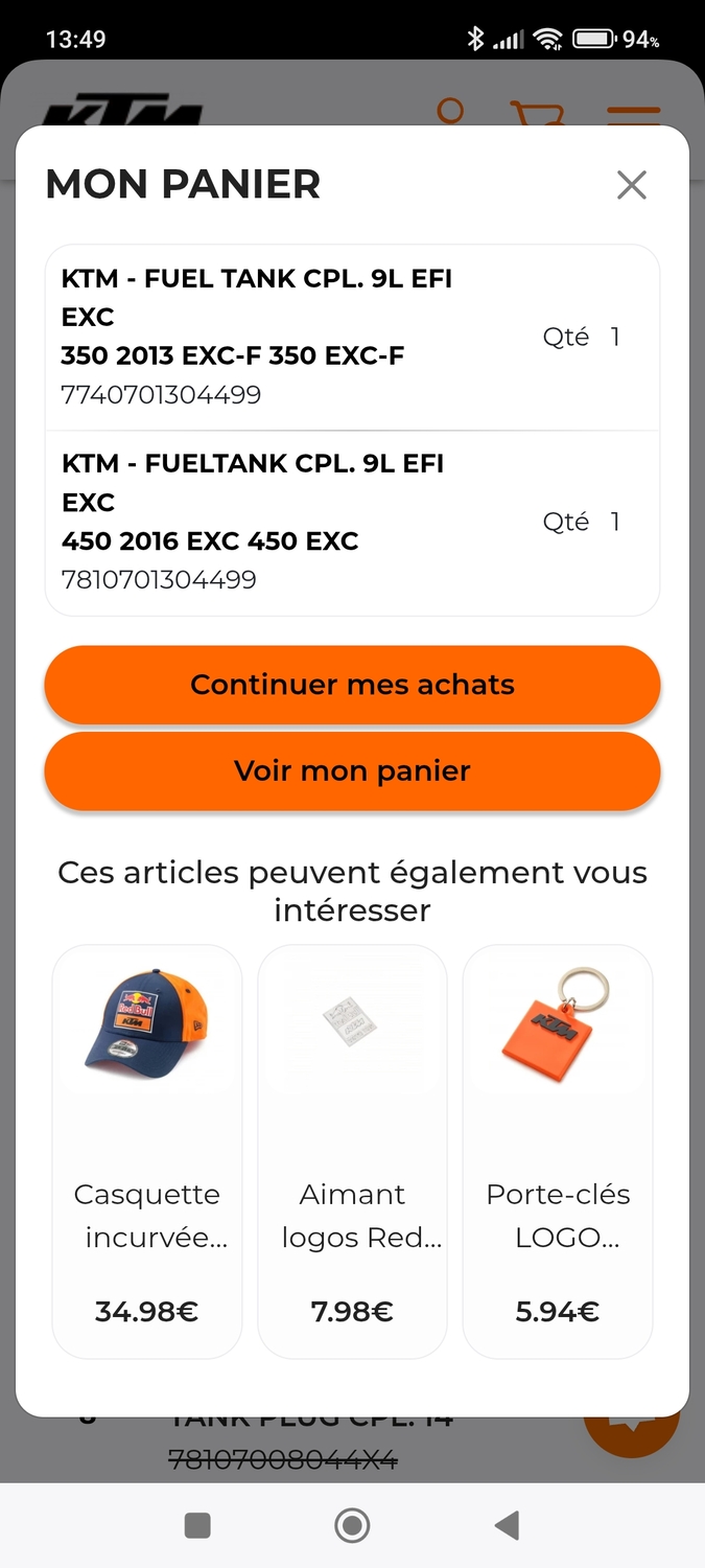 Compatibilité reservoir EXC